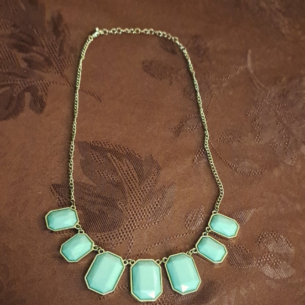 J. Crew Gold Tone & Light Green Bib Statement Necklace
